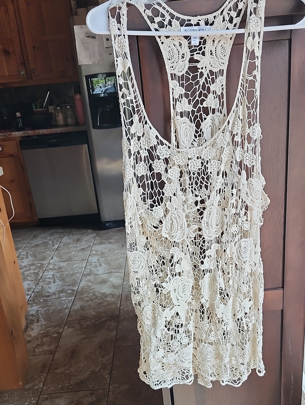 Roommates Crochet Lace Tank Top in Cream